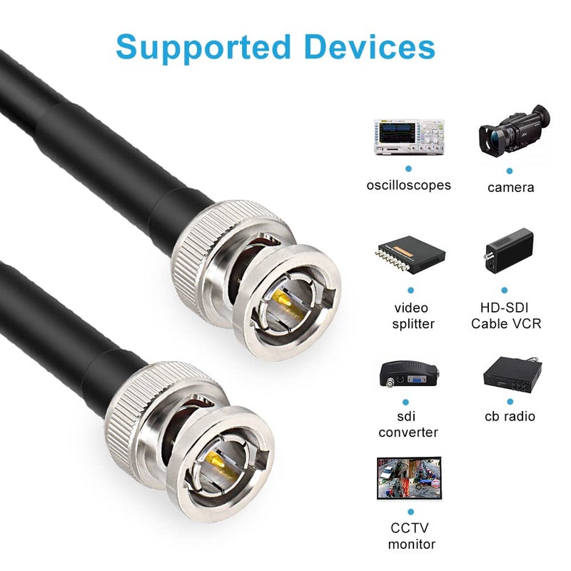 XRDS -RF SDI Cables 50FT, HD-SDI Cable 75 Ohm BNC Male to BNC Male Video Coaxial Cable for Video Surveillance Camera CCTV System - Image 5